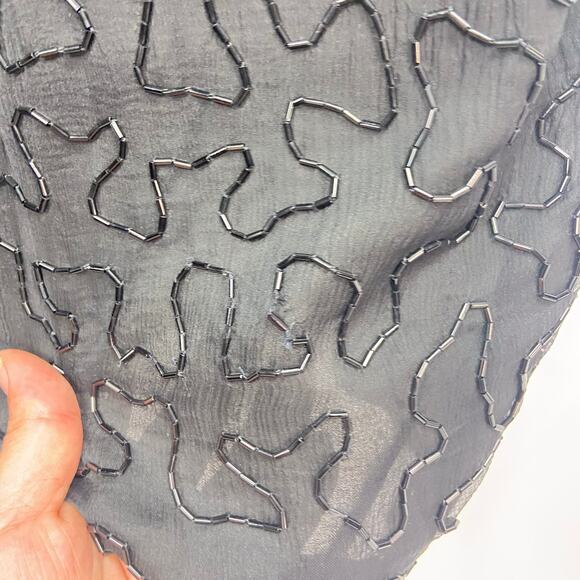 Vintage Beaded Cocktail Dress Size 2X Black Gold‎ Sequins B2 & US by Marx & John - Picture 6 of 15